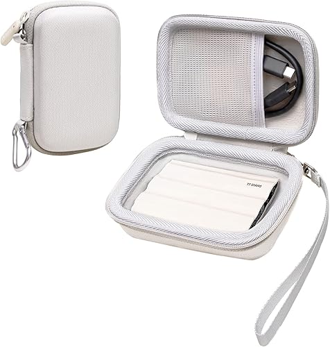 Vista 19 de LTGEM - Carcasa rígida compatible con unidad de estado sólido SSD portátil Samsung T7 Shield T9, color blanco 2. Exterior blanco+interior gris