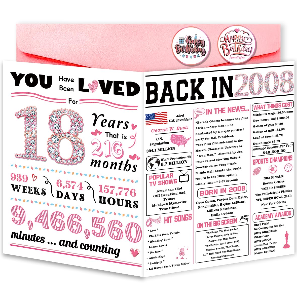 ATTLVV 18th Birthday Card,Happy 18th Birthday Gifts for Girls,Funny 18th Birthday Gift for Daughter Niece,Best 18 Year Old Bday Decorations for Girl