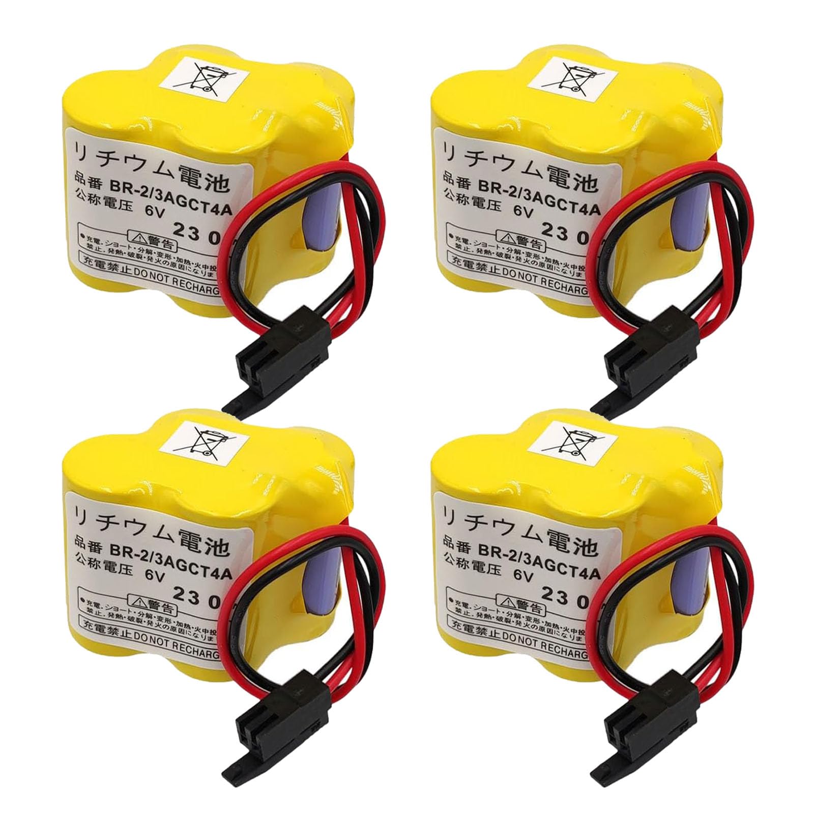 [4 Pack] 4400mAh BR-2/3AGCT4A 6V Replacement Battery for FANUC A98L-0031-0025 CNC System, Non-Rechargeable