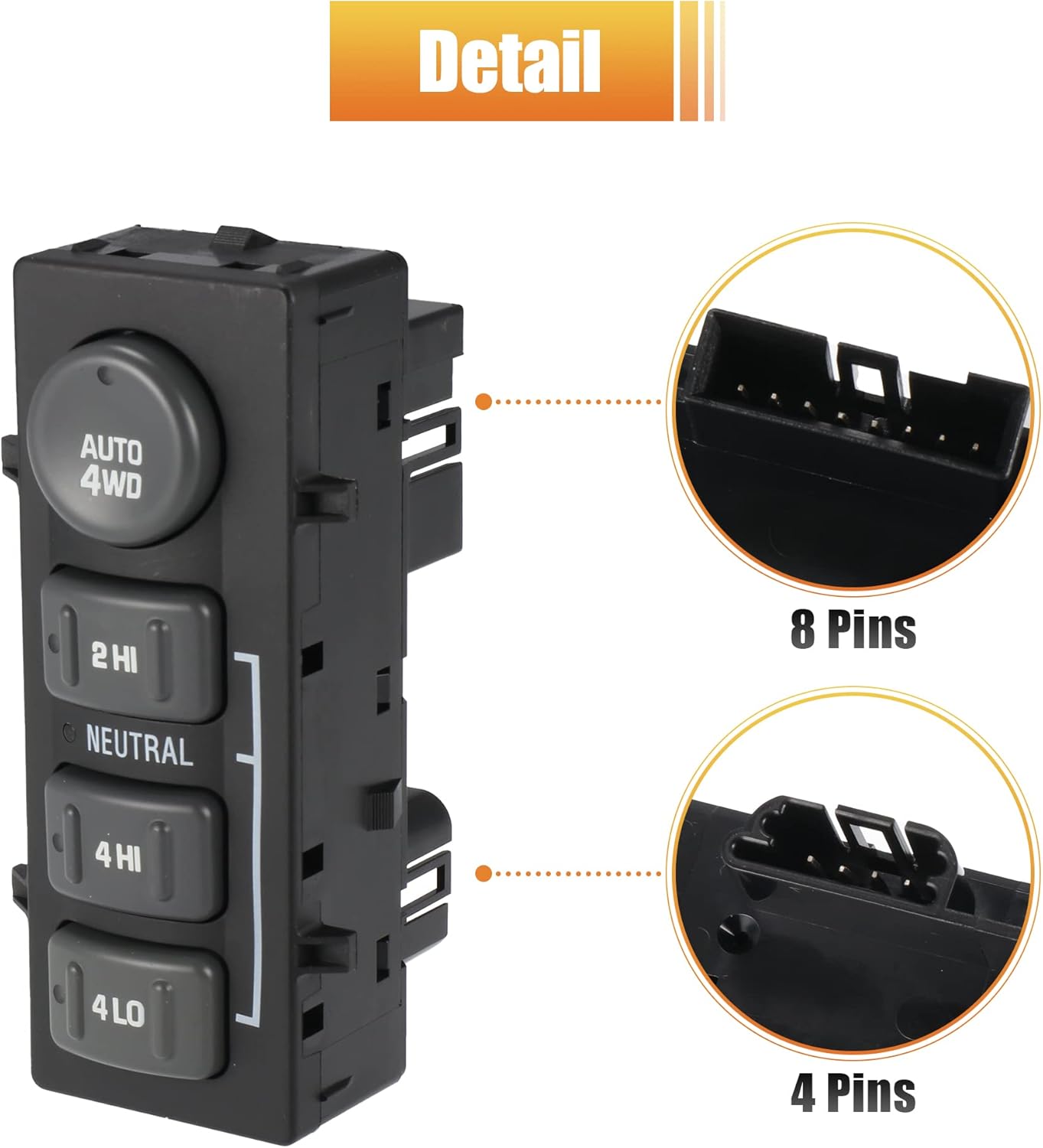 X AUTOHAUX 4WD 4x4 Wheel Drive Switch for Chevy for GMC for Cadillac Silverado 1500 2500HD Suburban Avalanche Sierra Yukon 1999-2002 Replace 15709327 19168767