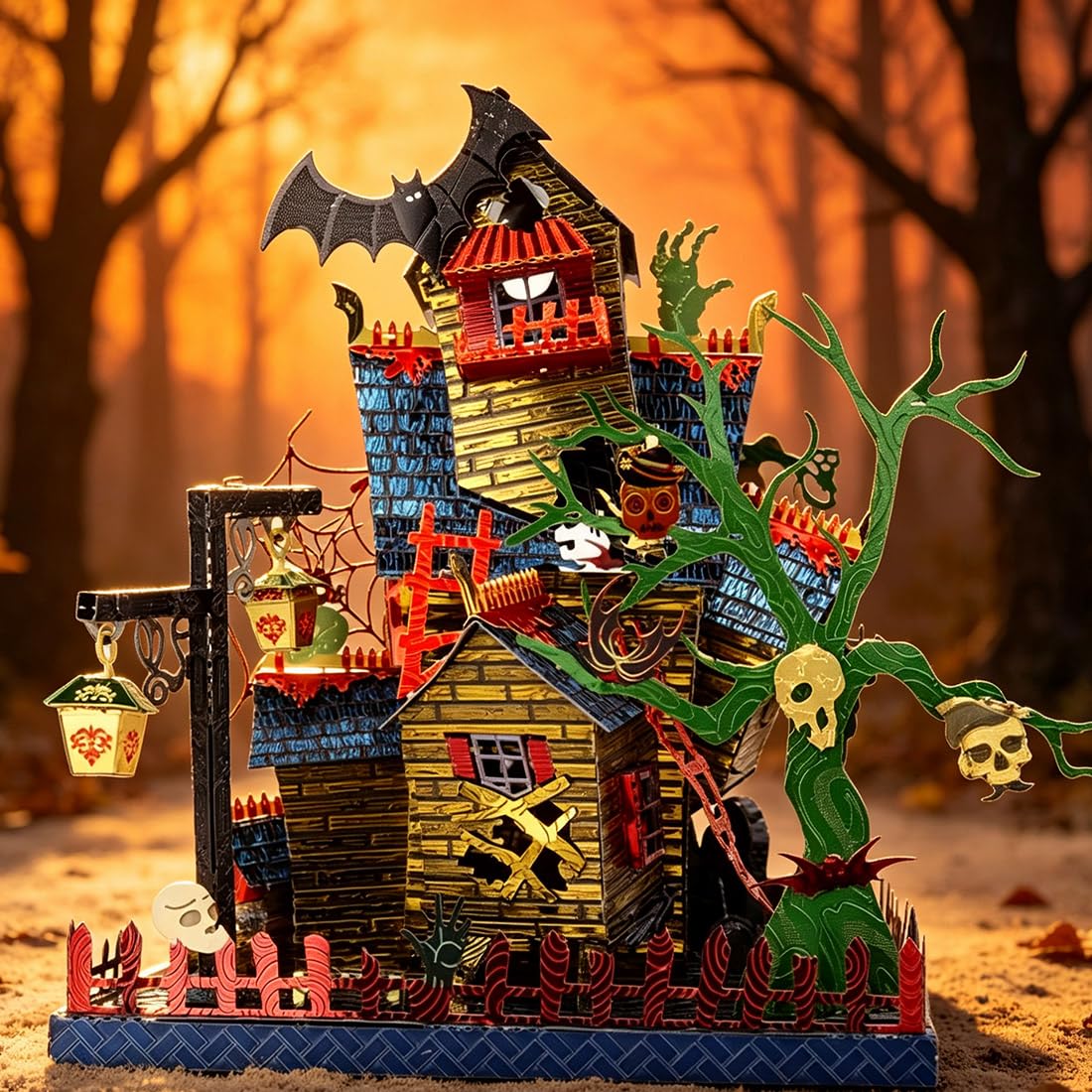Halloween-Schloss 3D-Metall-Bausatz, Spukhaus-Motiv