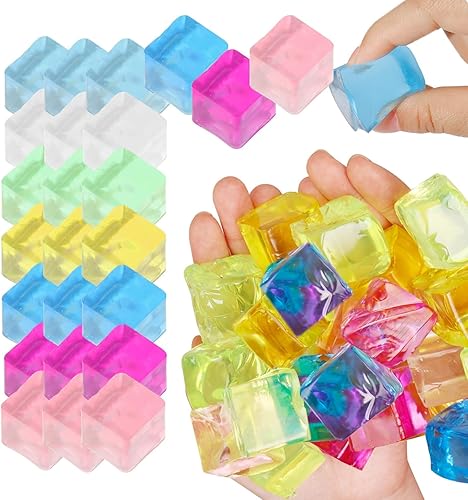 Miniatura 1 de Cubo de hielo sensorial, 24 piezas Squishy Fidget Stress Cube para adultos y niños, alivio de la ansiedad del estrés, terapia de mano, bola blanda