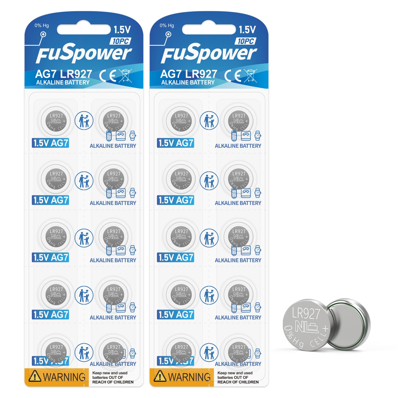 Fuspower SR927W 395 SR927 LR927 AG7 Alkaline Watch Batteries 20 Count (Pack of 1)(20PCS)
