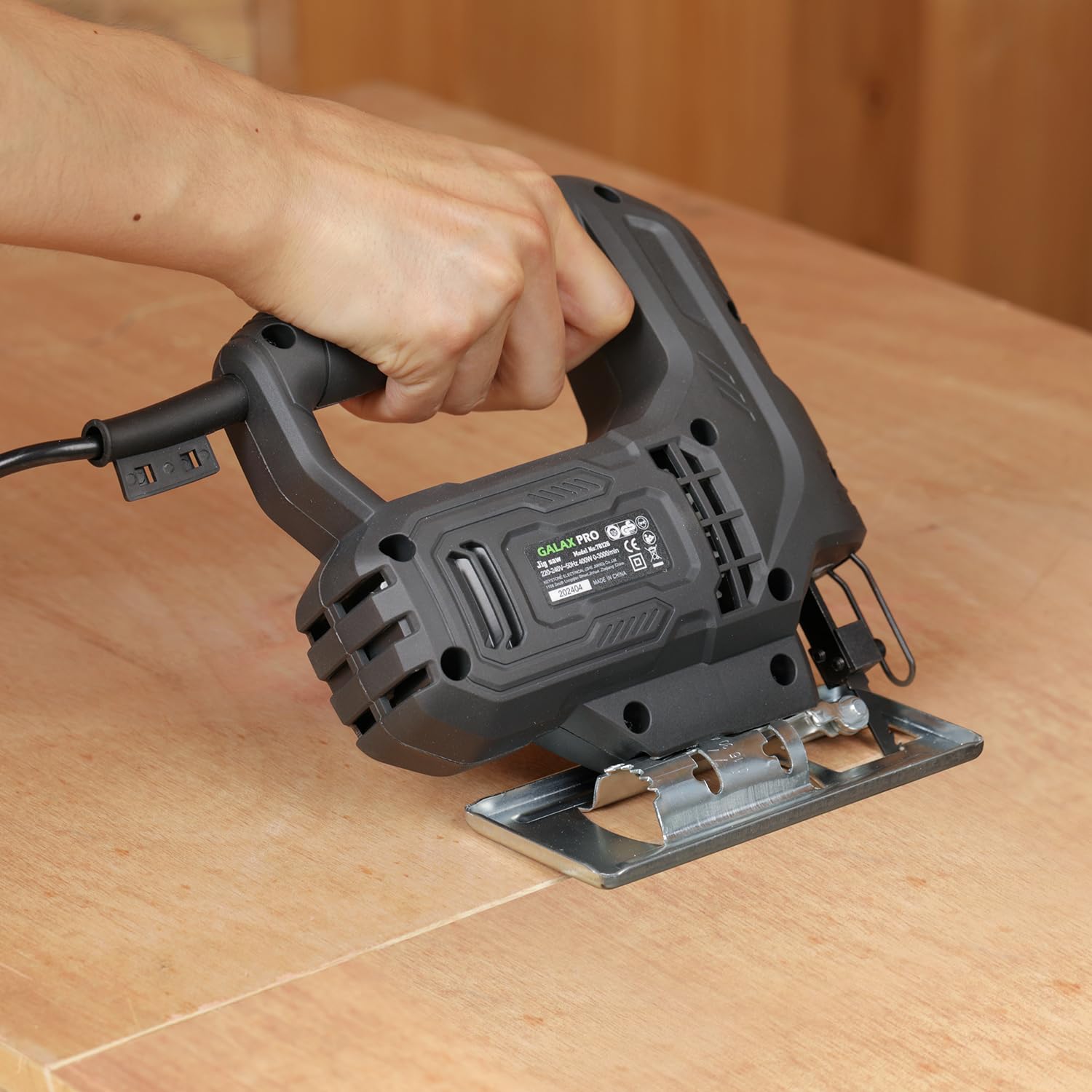 GALAX PRO Scie Sauteuse 400W, 3000 RPM, Coupe biseau à -45°/+45°, bouton de verrouillage, incluant des lames pour le bois et le métal