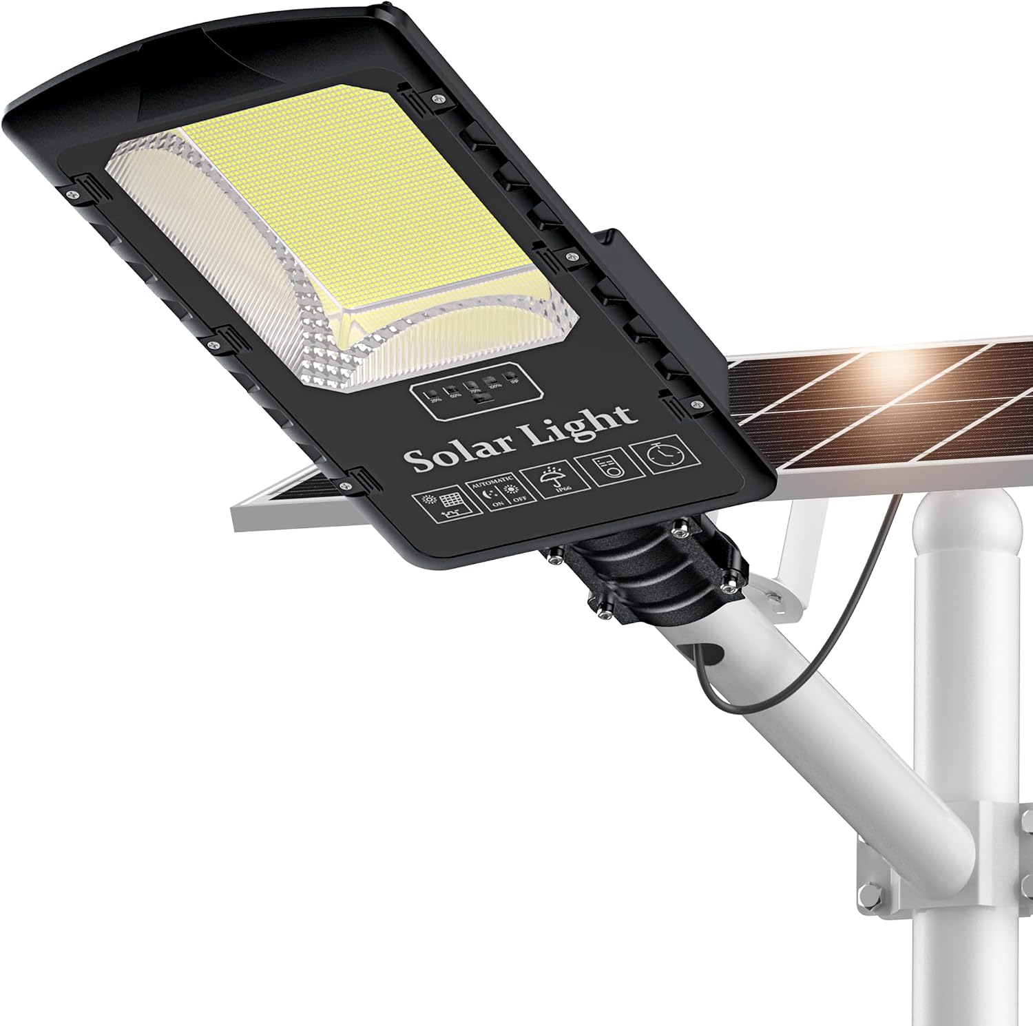 20000W Large Solar Street Lights Outdoor Waterproof, IP66 7000K 320°Wide Angle Heavy Duty 40000mah Dusk to Dawn Solar Lighting for Commercial/Parking Lot/Yard, Luces Solares para Exteriores 20000W 1-Pack (New Arrival)