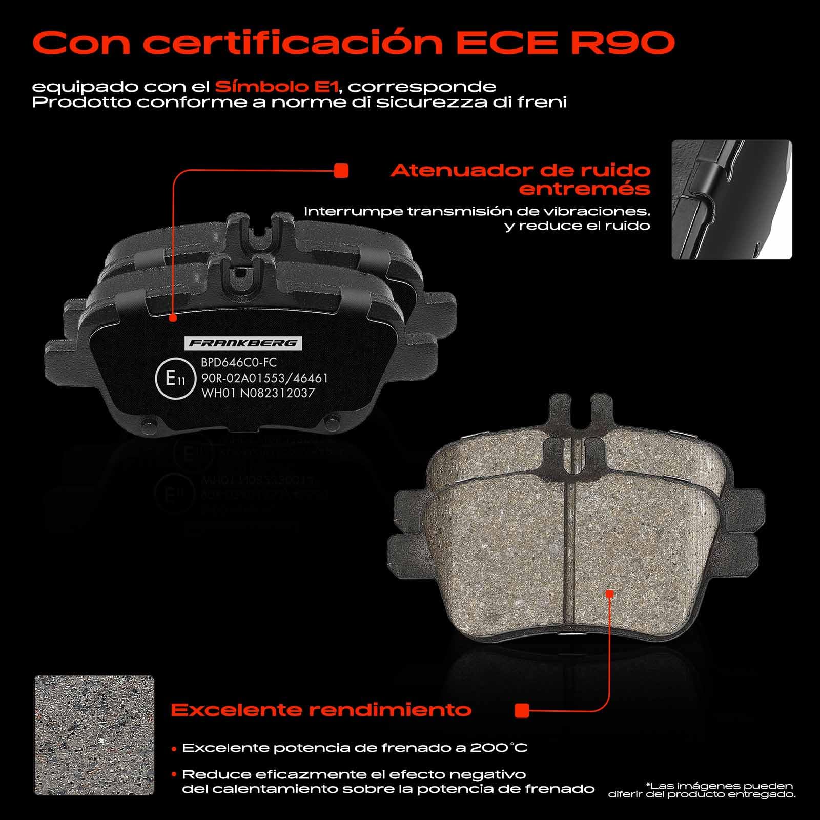 Frankberg 2 discos de freno 4 pastillas de freno | A2464230012; Compatible con: Clase A W176, Clase B W242 W246