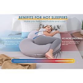 INSEN Cooling Pregnancy Pillow, Maternity Pillow with Tencel Cover,C Shaped for Pregnant and Side Sleeping (Cooling Light Grey)