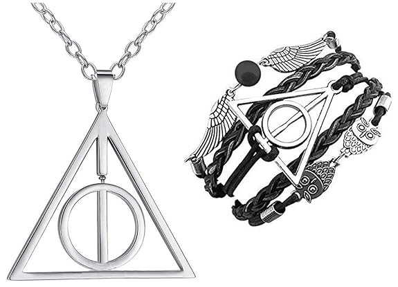 Yellow Chimes Ring for Women (Silver) (YCFJPD-868HP-SL) and Yellow Chimes Harry Potter Deathly Hallows Snitch Ball Unisex Leather Bracelet for Girls and Boys