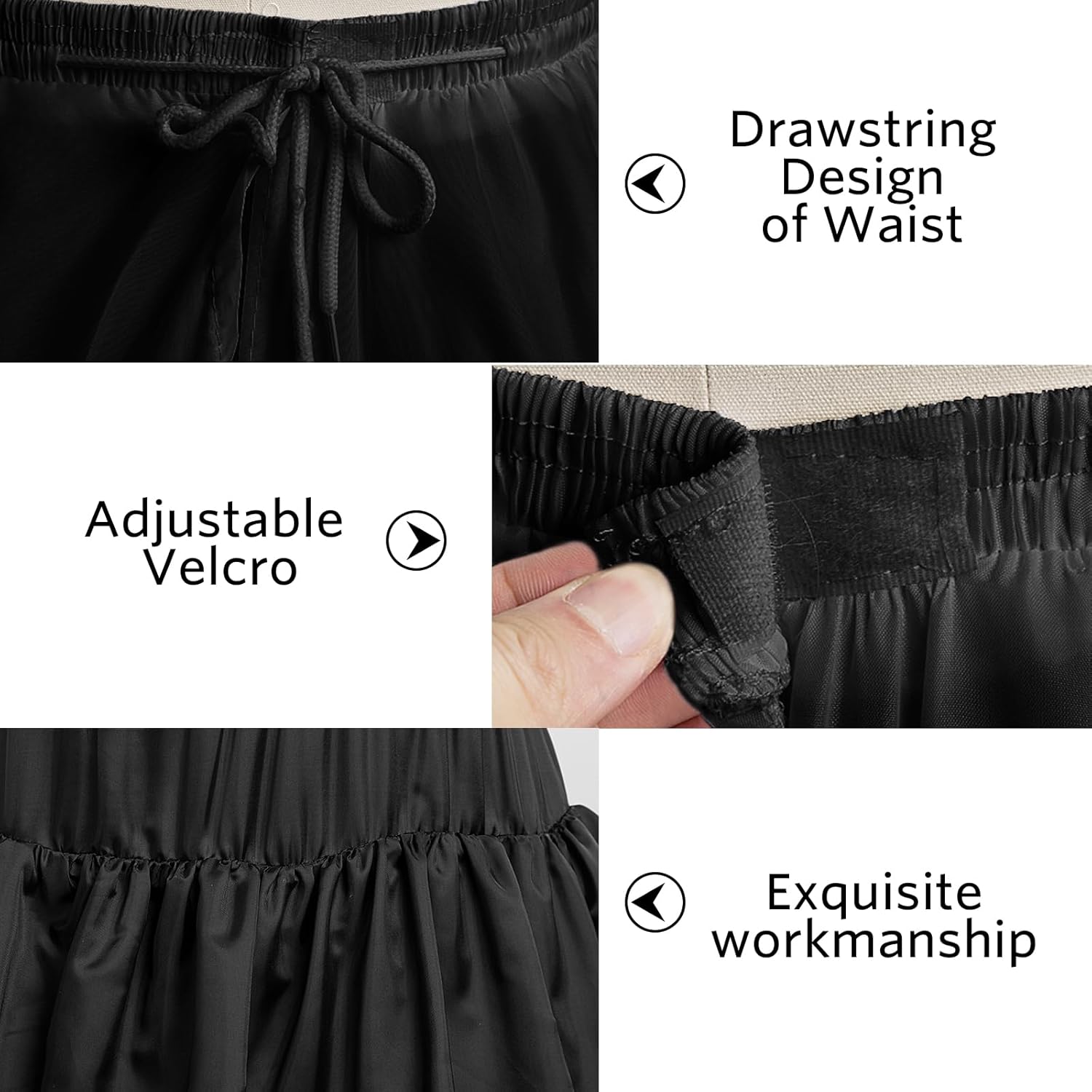 Full Shape Hoop Skirt 5 Ruffles Layers Ball Gown Petticoat Underskirt Slip for Wedding Dress Adjustable Waist - Image 2