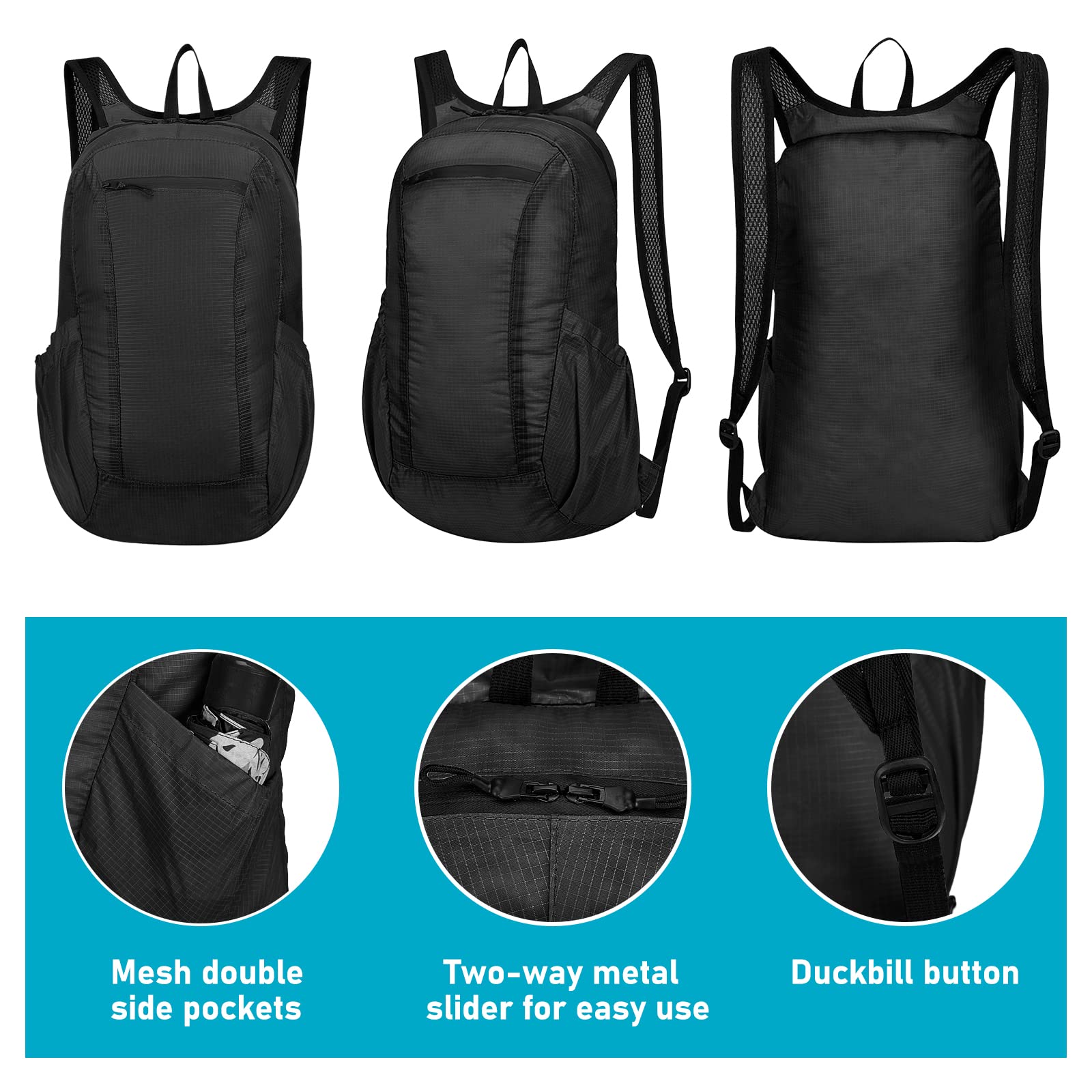 ParkPack Leichter Tagesrucksack 20 L – Faltbar, Wasserabweisend Für Freizeitparks & Reisen