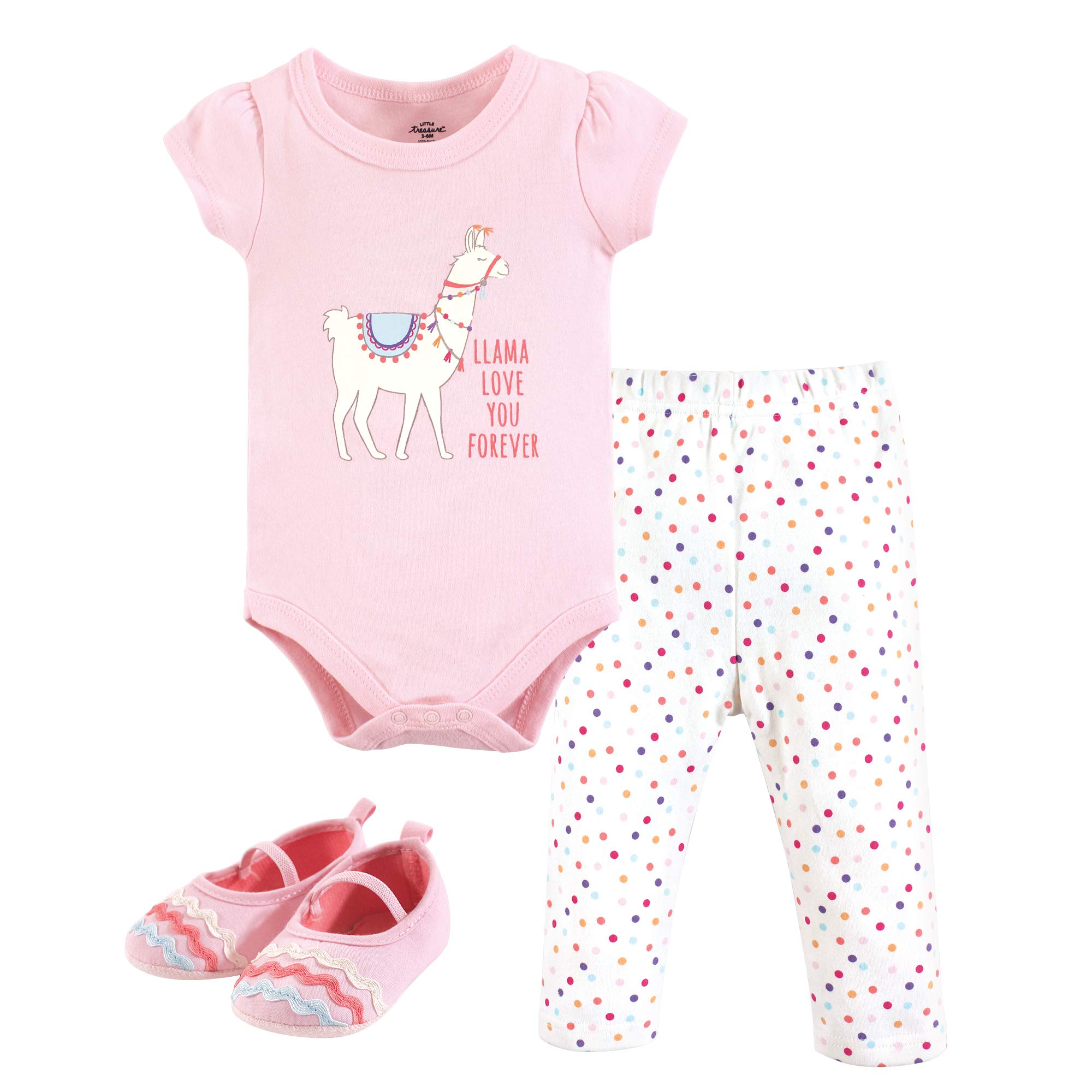Little TreasureUnisex Baby Cotton Bodysuit, Pant and Shoe Set