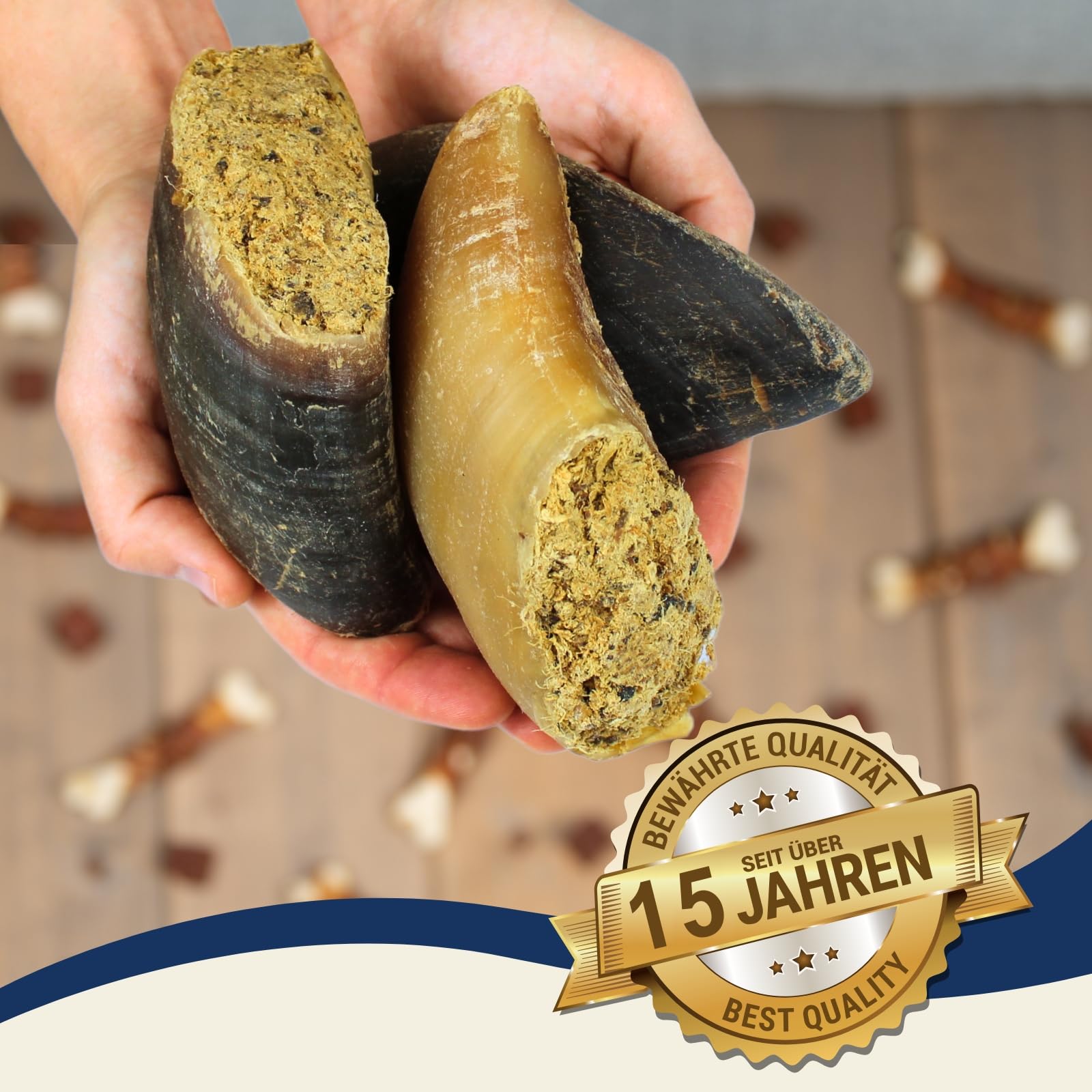 Lyra Pet® 15 STK. Rinderhufe gefüllt mit Pansen und Leber je ca. 120 g | Naturbelassener Kausnack - Ideal für die Zahnpflege - Proteinreiches Leckerli für Hunde - Gut verdaulicher Kauartikel