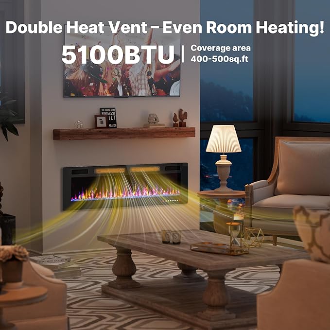 Chimenea Eléctrica Ultra Delgada 50" LED, Montaje en Pared miniatura 3