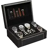 KAMIER Watch Box for Men, 6-Slot High End Wooden Watch Case with Jewelry Organizer, Watch Box Holder Organizer for Men Women, Watch Storage Box with Soft Velvet Pillows, Ideal for Gift