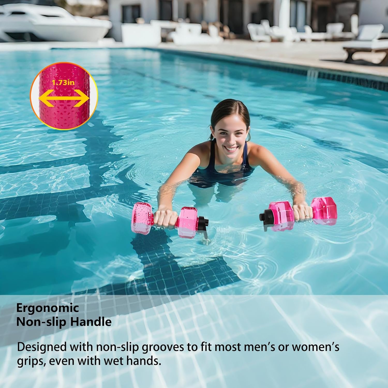SIXRARI 2 PCS Water Weights for Pool Exercise – Upgraded Non-Slip PE Water Dumbbells, Adjustable Aqua Fitness Aerobics Equipment for Arm Toning, Aqua Therapy & Home Workouts
