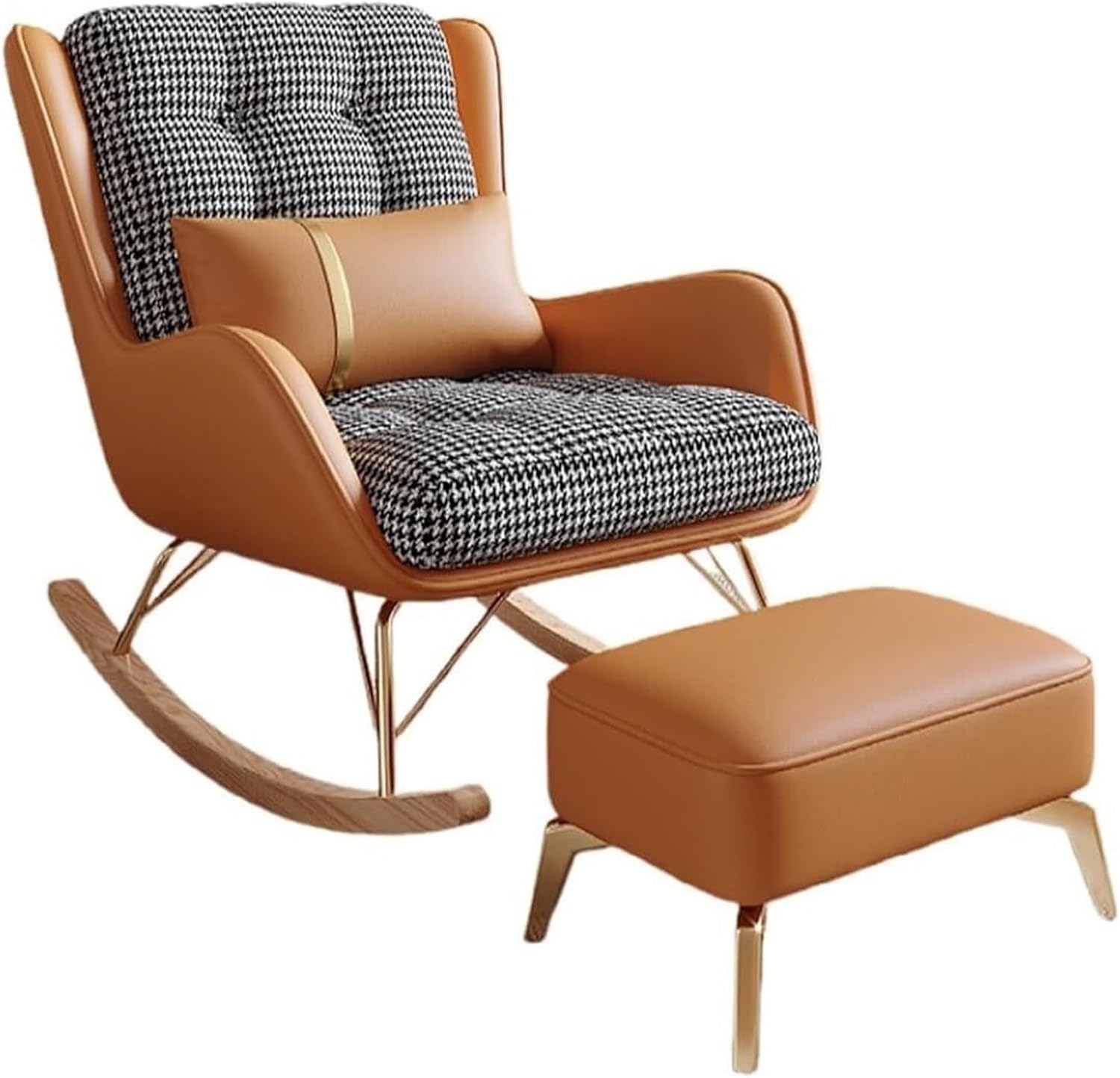 Patio Leisure Rocking Chairs，Living Room Reclining Rocking Chair,Rocking Chair with Foot Stool,Balcony Relaxing Chair,Modern Soft Sleeper Armchair,Bedroom Lounge Living Room Reading Chair(Or