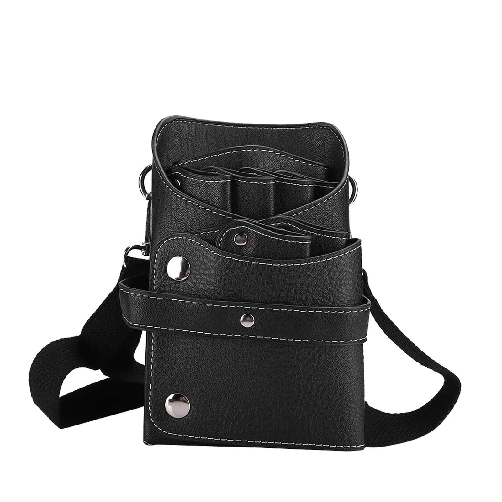 Fyearfly Friseur Tasche mit Gürtel,Barber Werkzeugtasche Friseurtaschen Leder Gürteltasche,Hält Friseurscheren,Clips,Haarbürsten,für Barber Salon(Schwarz)