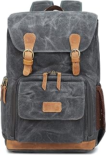Camera Canvas Backpack, Photo Shoot Bag, Large Capacity Waterproof Anti-Shock Camera Backpack, Gray