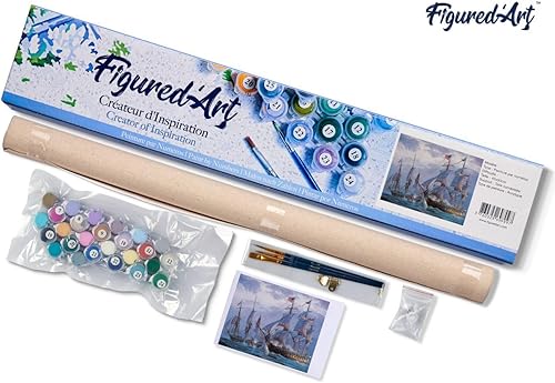 Vista 342 de Figured'Art - Juego de pintura por números, lienzo enrollado sin marco, para manualidades, para adultos, 16 x 20 pulgadas, jarrón de peonías