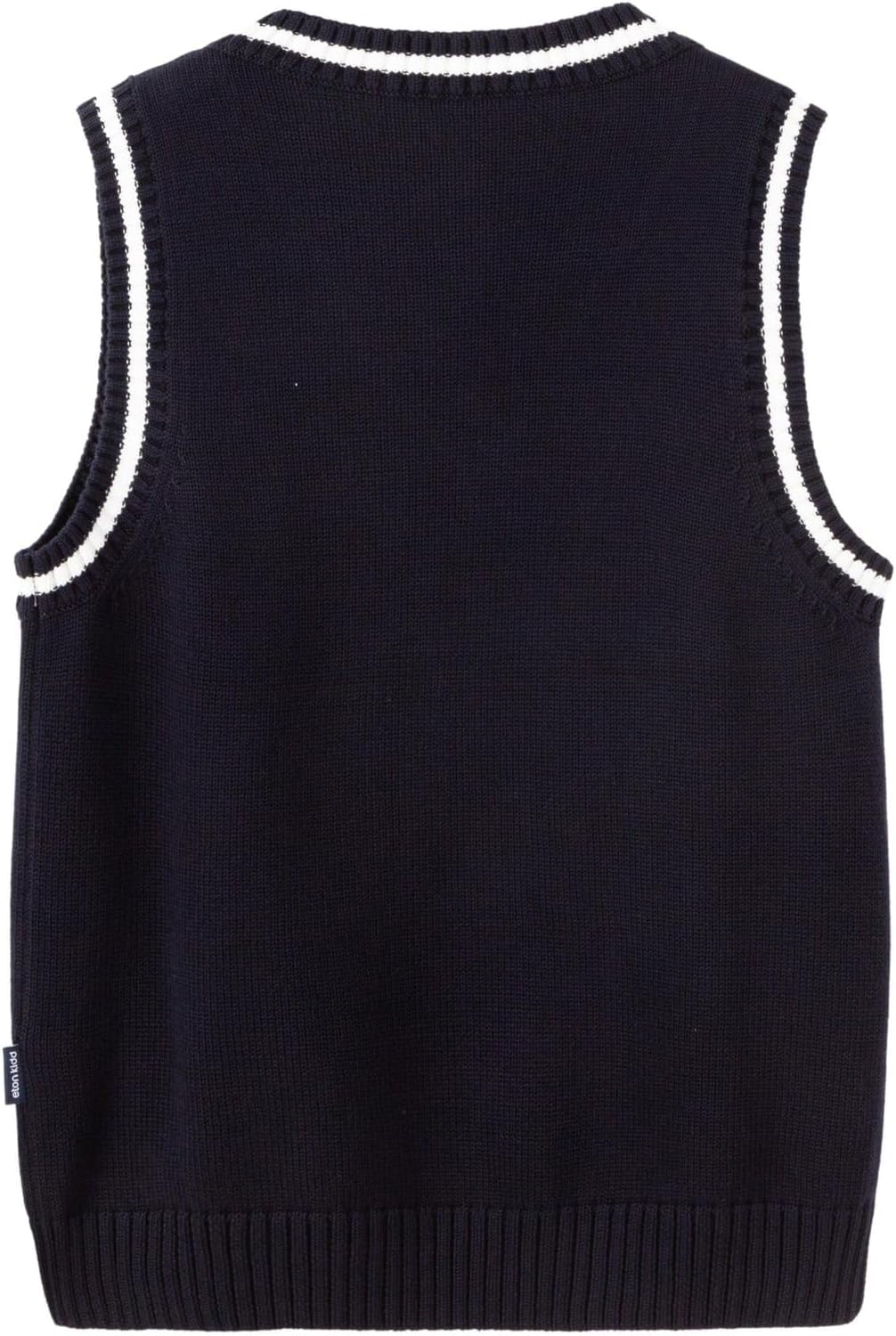 Everanne Boys Cotton V-Neck Sweater Vest Striped Collar School Uniform