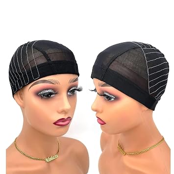 4x4 Lace Closure & 13x4 Lace Front Wig Cap with Guideline Map for Wig Making Large, Black