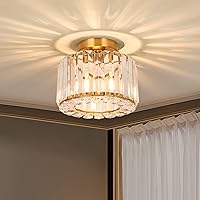 Vista 1 de Lámpara de techo moderna semiempotrada de cristal con acabado en latón para pasillo, comedor, vestíbulo, sala de estar, dormitorio, entrada