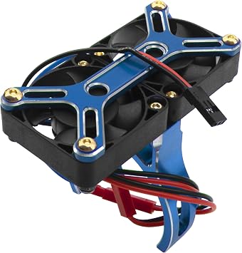 4985 1717 Brushless Motor Heat Sink Dual Cooling Fan Motor Heatsink Compatible with 1/5 Traxxas X-Maxx Arrma RC Car Blue