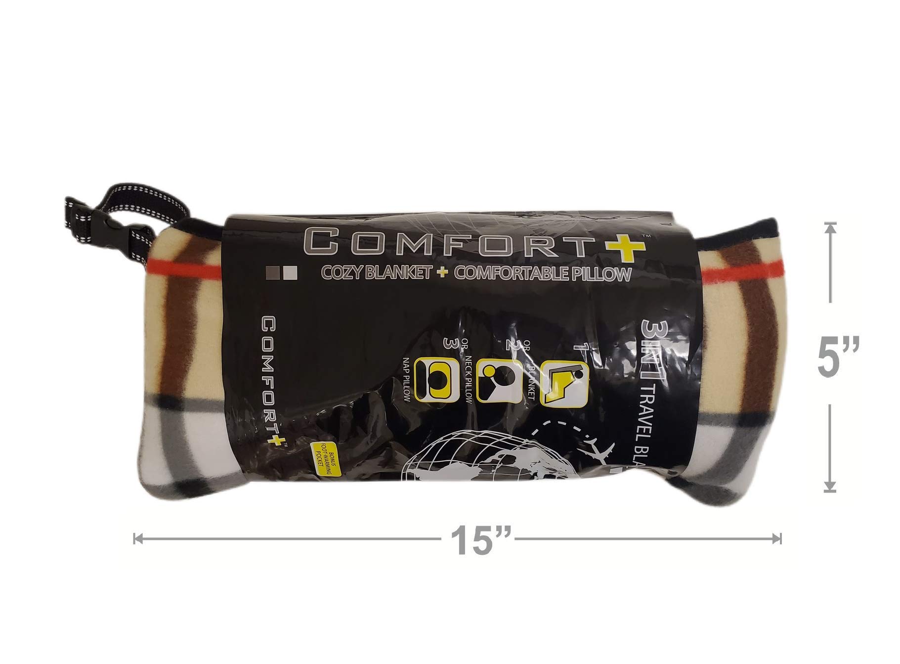 ComfortPlus 3-in-1 Premium Travel Blanket (Plaid)