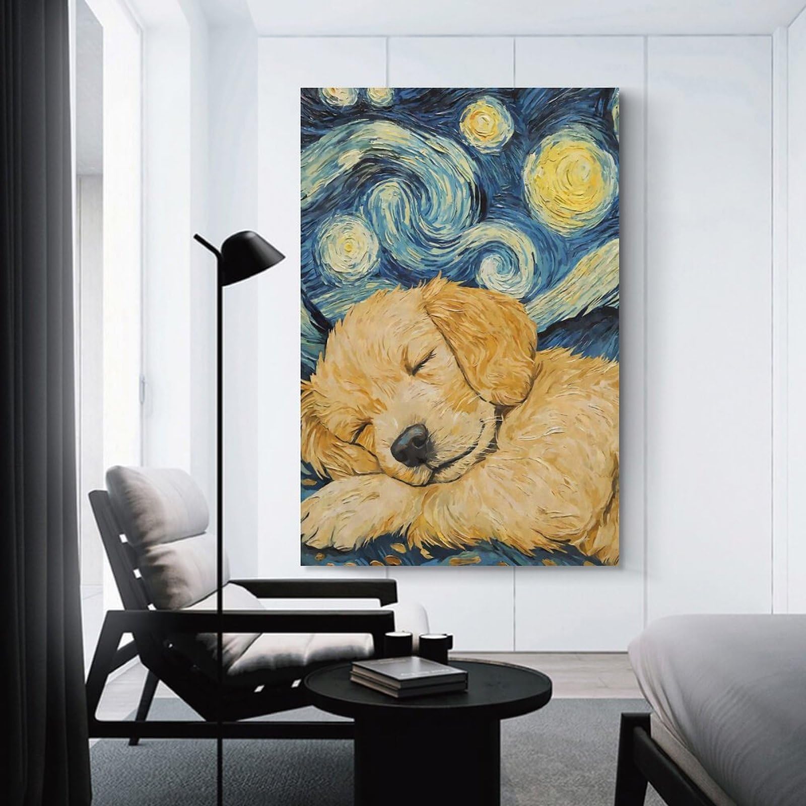 Junmoney Unframe-Style-24 Decorative Wall Artwork Golden Retriever Puppy, 24X36inch(60X90cm), For Contemporary Homes, Apartments Or Offices, An Easy Choice For New Home Styling