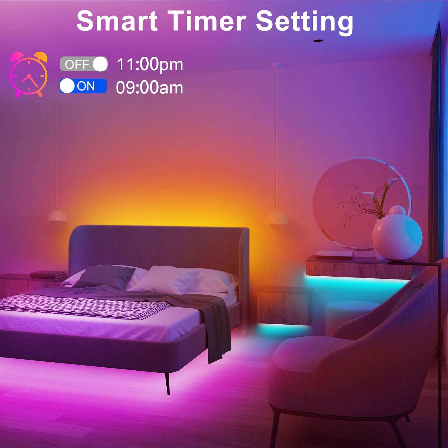 40ft Led Strip Lights, App and Remote Control Led Light Strips, Music Sync Color Changing DIY Mode SMD 5050 RGB Flexible Led Lights for Bedroom Room Kitchen Bar Party Festival Home Decoration DIY