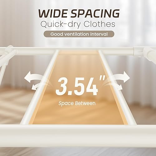 Miniatura 3 de GameGem Escurridor de ropa, tendedero de ropa plegable, con 3 alturas ajustables, acero al carbono resistente y pies antideslizantes, uso en