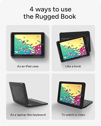 Miniatura 7 de ZAGG Rugged Book - Funda desmontable y teclado con bisagras magnéticas para iPad Air, iPad Air 2, iPad 9.7, iPad 9.7 Pro, emparejamiento Bluetooth