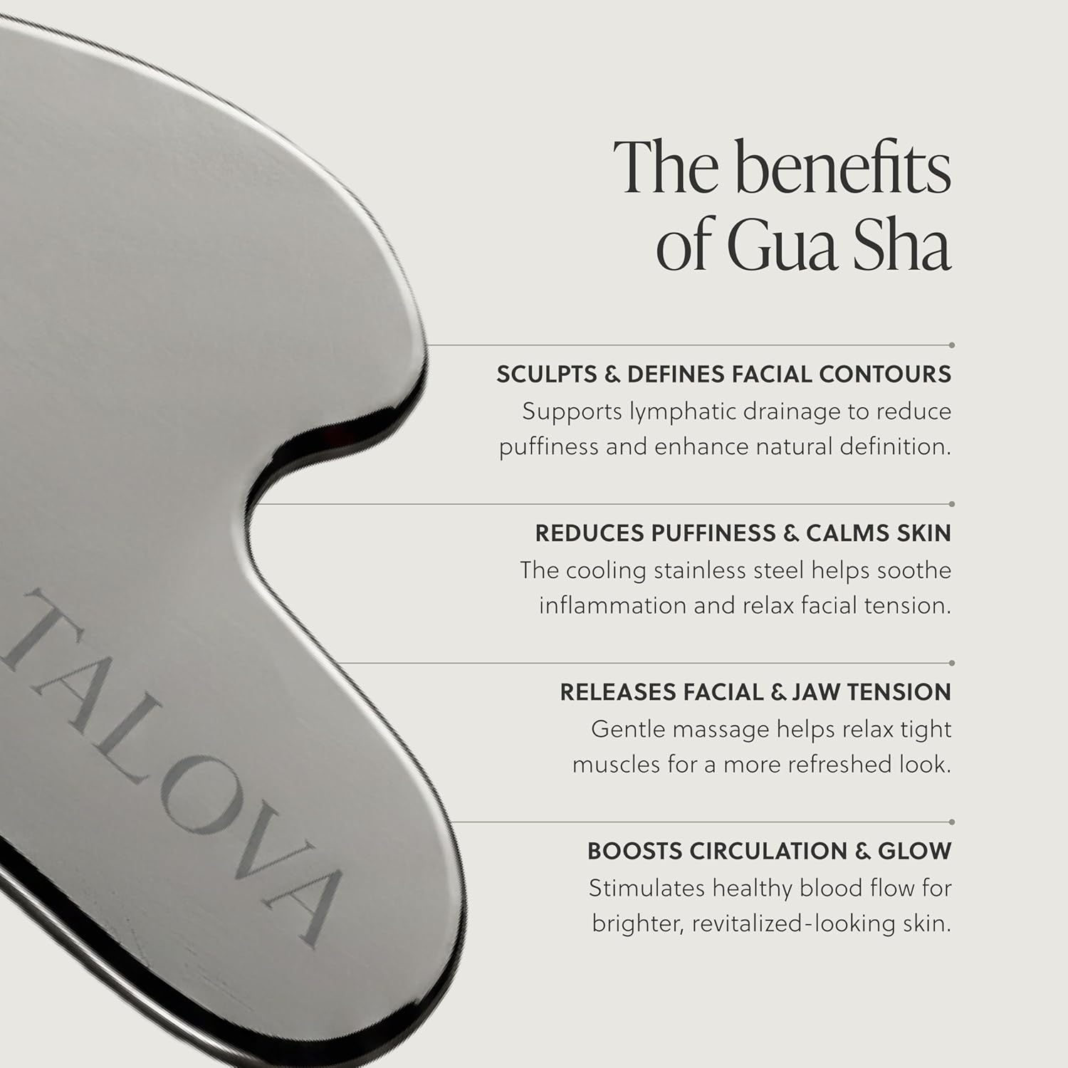 304-Grade Stainless Steel Gua Sha Facial Tool, Easing Facial Tension, Massage and Sculpting Tool for Face and Body, Encourage Lymphatic Drainage, Jawline Sculptor, Skin Care Gift