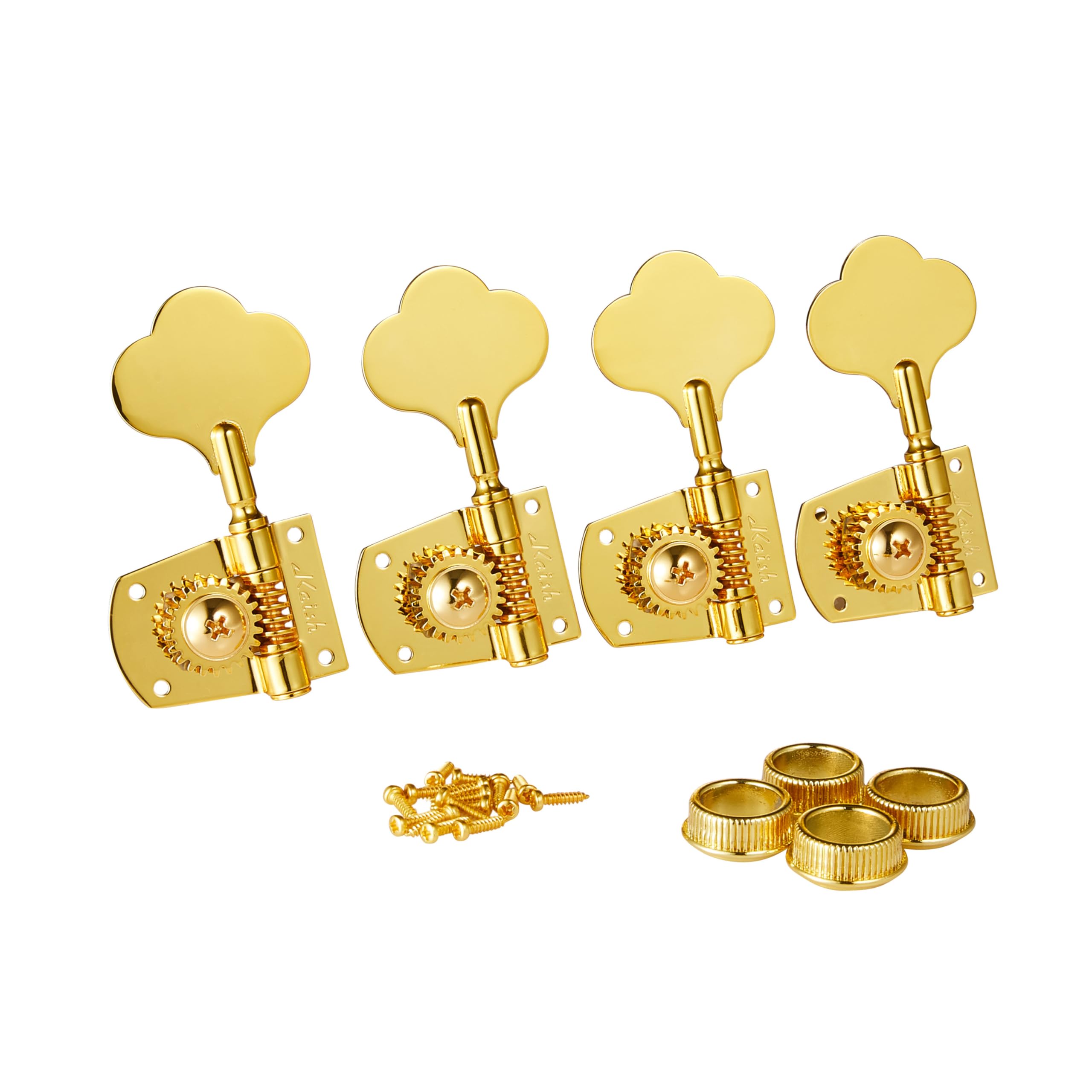 Cloverleaf Left Handed 4L Bass Guitar Tuners Bass Tuning Machine Heads Bass Tuning Keys Pegs for American Standard/Highway One Series Basses Gold