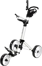 Golf Push Cart 3 Wheel with Foot Brake – 1-Second Fold/Unfold, Adjustable Handle, Umbrella Holder, Beverage Compartment & Storage | Lightweight Aircraft-Grade Aluminum Frame