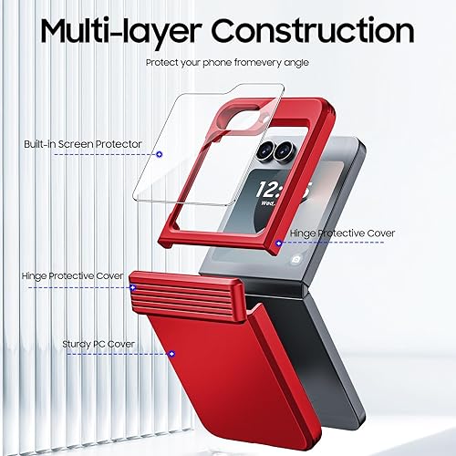 Miniatura 10 de CENMASO - Funda para Samsung Galaxy Z Flip 6 con protector de pantalla integrado y protección de bisagra, protección ultrafina de cuerpo completo a