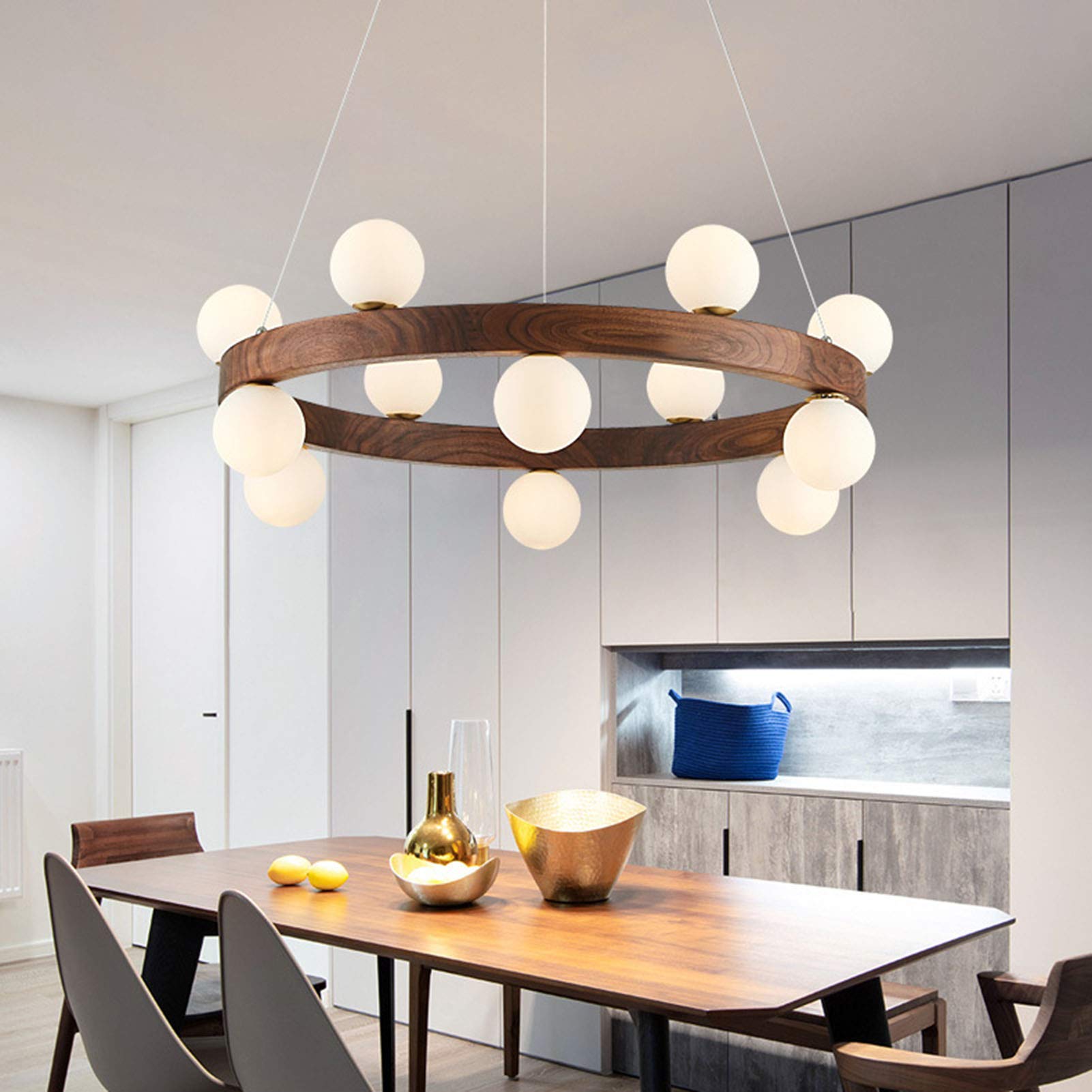 G4 żyrandol w stylu japońskim z drewna w stylu retro, czarny orzech włoski chiński żyrandol, salon biuro sypialnia lampa do jadalni orzech włoski 80 cm