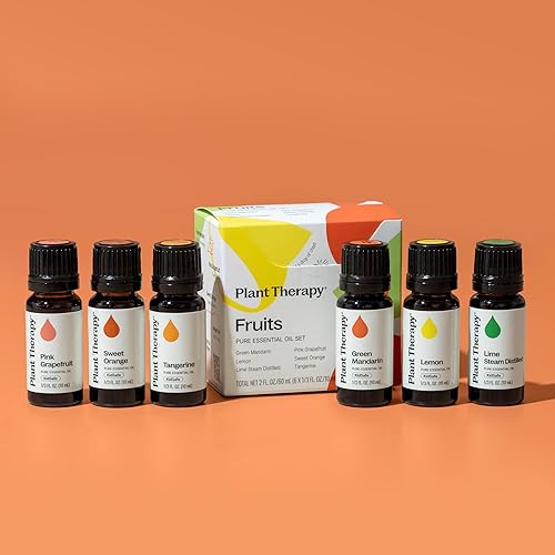 Miniatura 3 de Muestras de 6 aceites esenciales de frutas de Plant Therapy, incluye aceites esenciales 100% puros sin diluir de: naranja dulce, pomelo rosado,