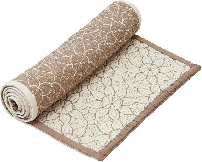 DALISA Organic Cotton Yoga Mat 24x67, Reversible & Seamless, Super Soft Sustainable Exercise Mat with Non-Slip Support, Includes Cotton Carry Bag