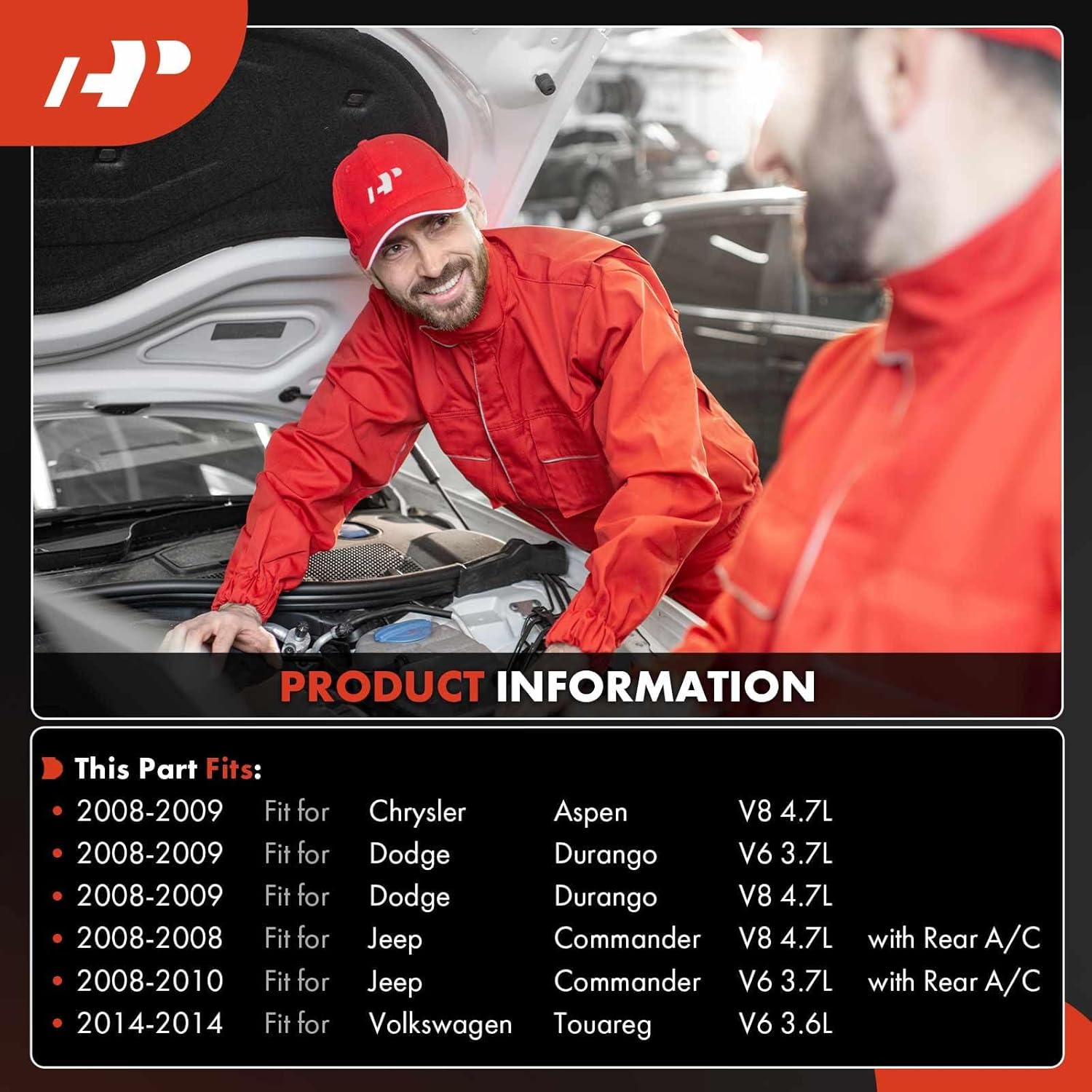 A-Premium Air Conditioner AC Compressor with Clutch Compatible with Chrysler Aspen, Dodge Durango, Jeep Commander, Volkswagen Touareg, 10SR17E Style