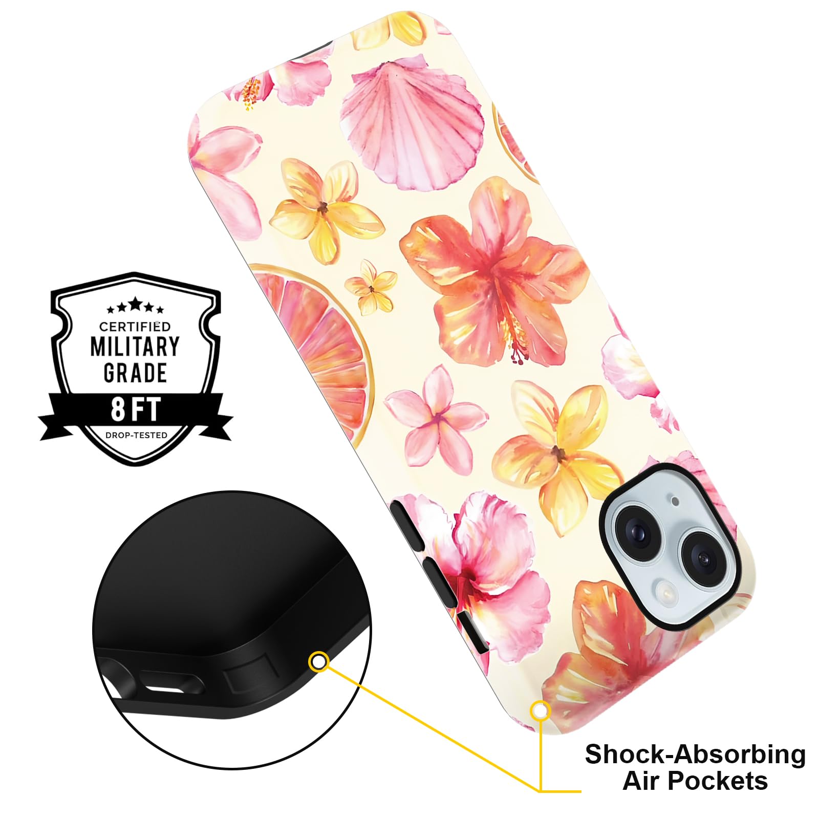 Summer Blumen Hülle Für IPhone 15 (6,1") – Buntes TPU Case Mit Stoßschutz