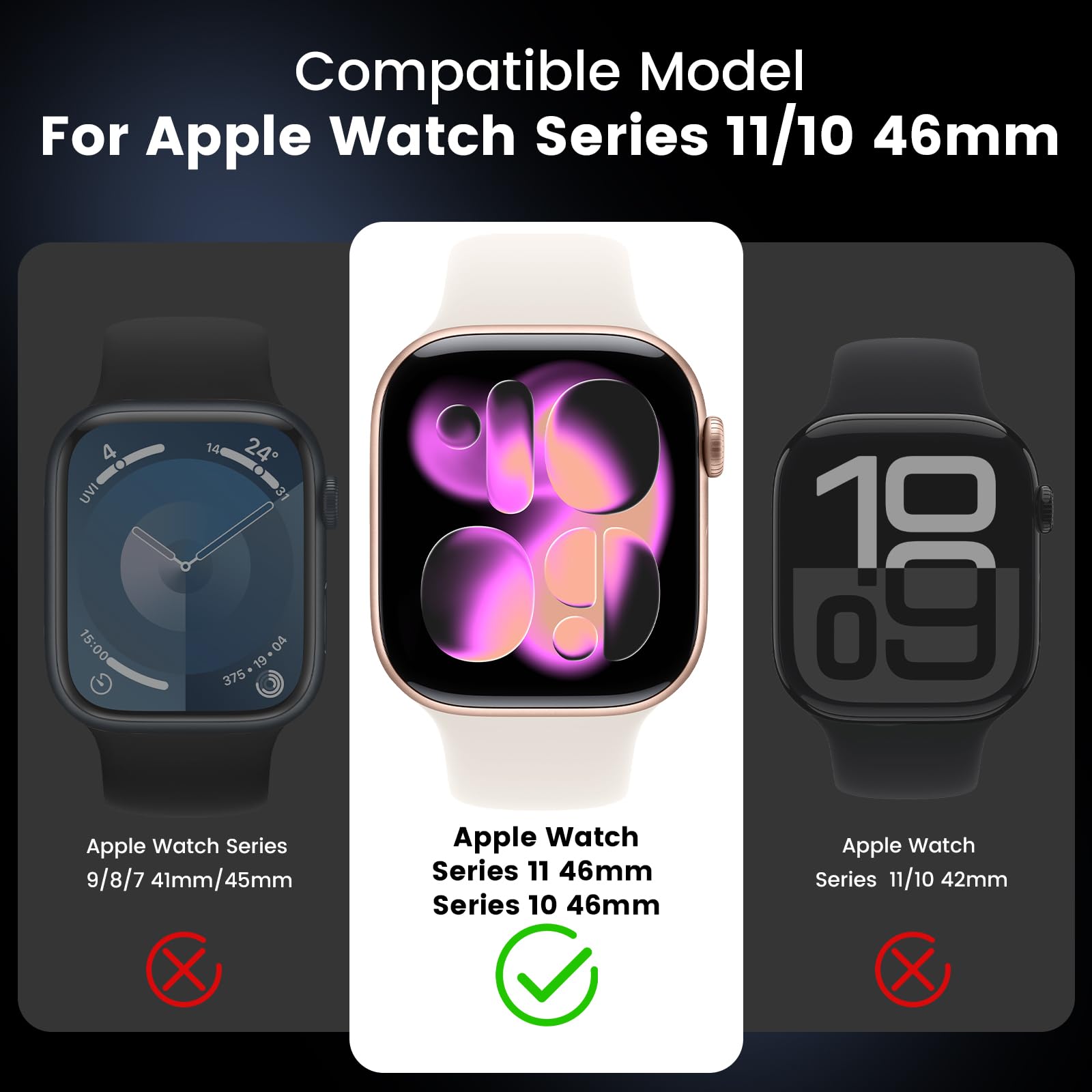 [2 w 1] Wodoodporne etui do Apple Watch Series 10 46 mm osłona ekranu, 360 ochronna osłona PC ze szkła hartowanego, przedni i tylny zderzak do iWatch 6/SE/5/4 Pyłoszczelna ochrona przed