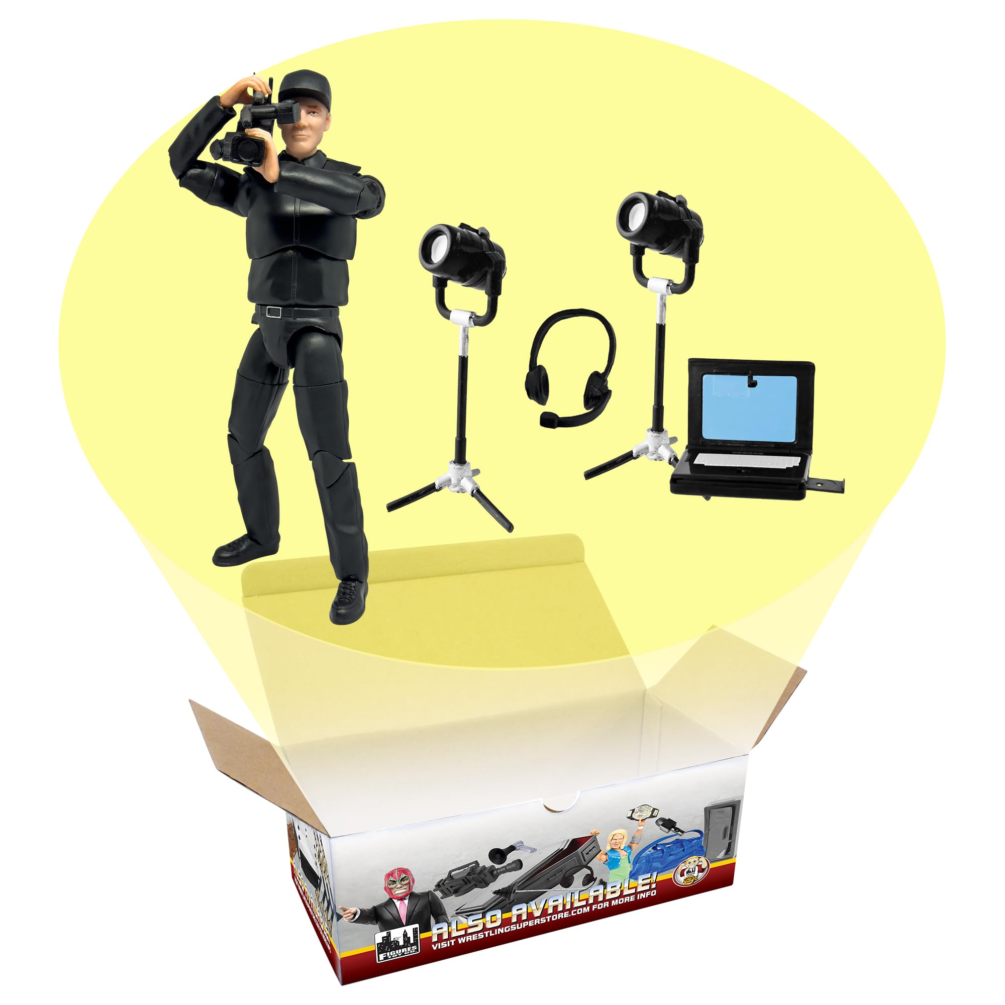 Ultimate TV Camera Man & Accessory Set for Wrestling Action Figures