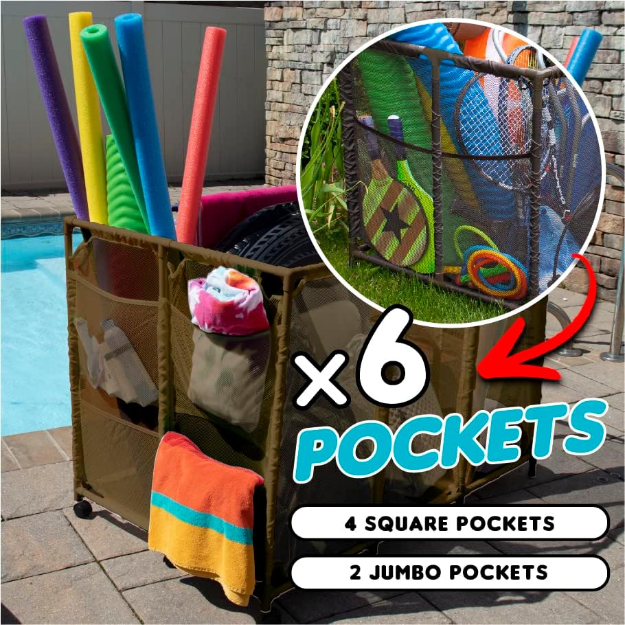 Miniatura 4 de Soporte para fideos de piscina, juguetes, flotadores, bolas y flotadores, organizador de almacenamiento de malla, extra grande (30.2 pulgadas de