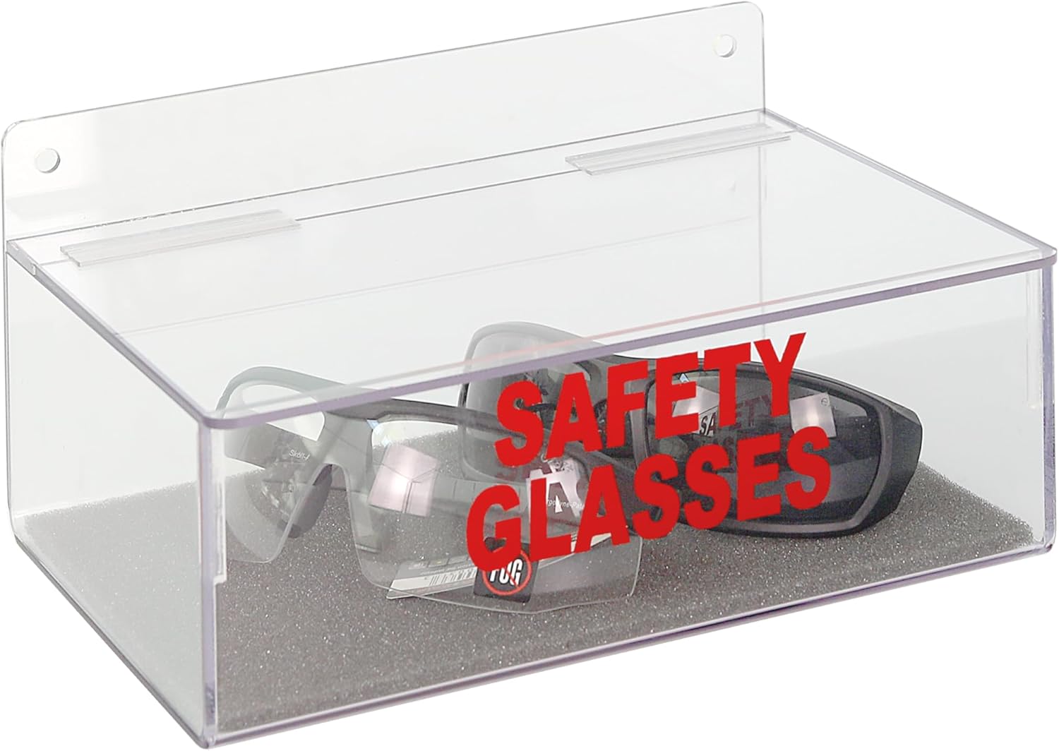 Safety Glasses Wall Dispenser - 8 Pair Capacity - Durable PETG Plastic - Hinged Top - Foam Pad Included - Shatter-Resistant PPE Eyewear Holder - Made in USA