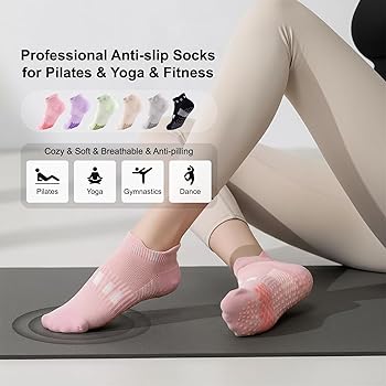 Yawlsow 3 paar Pilates sokken voor dames Yoga anti-slip vintage Yawlsow 3 paar Pilates sokken voor dames Yoga anti-slip vintage