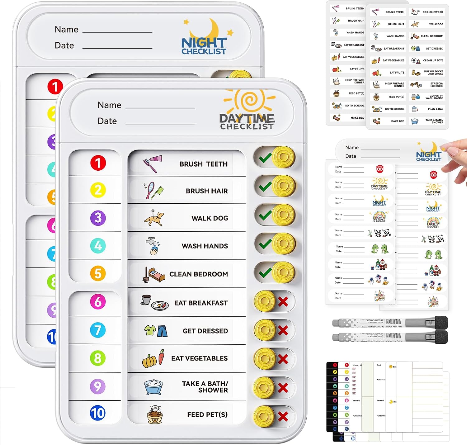 2 Pack Chores Chart for Kids Multiple Kids List Board with Slider
