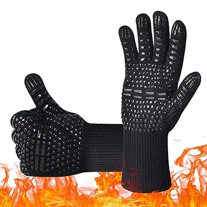 BBQ Grill Gloves, ELECDON 1472?F (800?C) Extreme Heat Resistant Oven Mitts, Silicone Non-slip Kitchen Cooking Gloves for Barbecue, Cooking, Baking, Grilling, BBQ, 1 pair