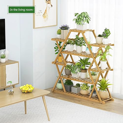 Miniatura 7 de NEOPIL Soporte de madera para plantas de interior y exterior, estante de madera de 6 niveles, soportes de flores de varios niveles, soporte de