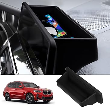 FIILINES Dashboard Storage Tray for BMW X3 2022-2024 Fit 12.3" Touch Screen, Dash Center Console Organizer Interior Accessories Black